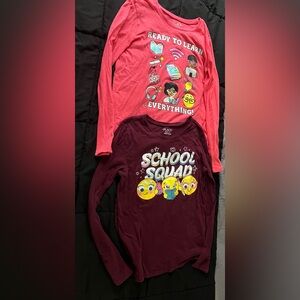 The Children's Place girls Long Sleeve Emoji Tees - Red and burgundy